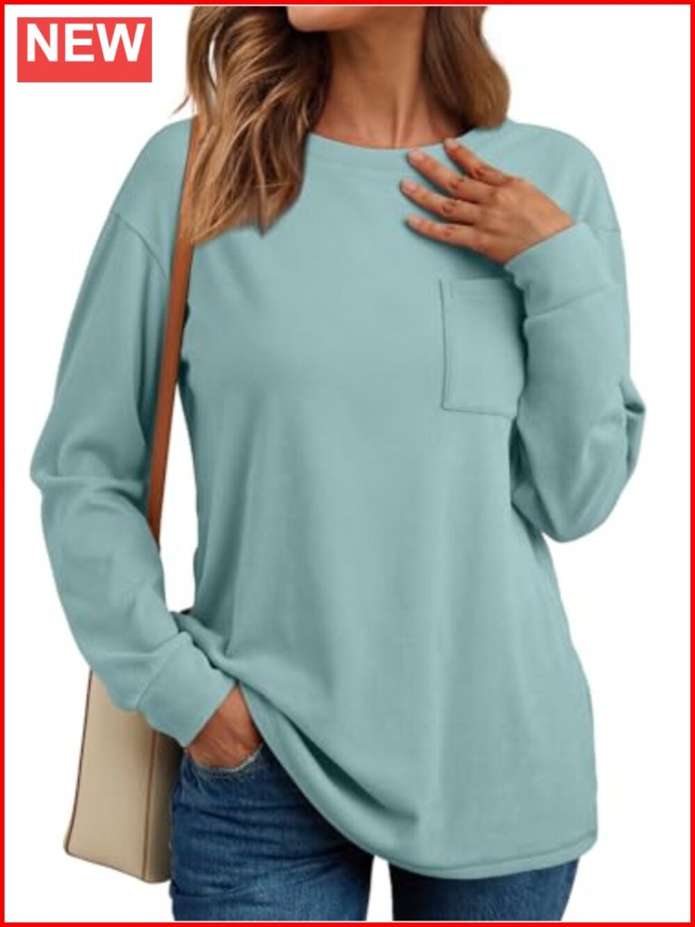 Women's Crewneck Sweatshirt Long Sleeve Pullover with Pocket